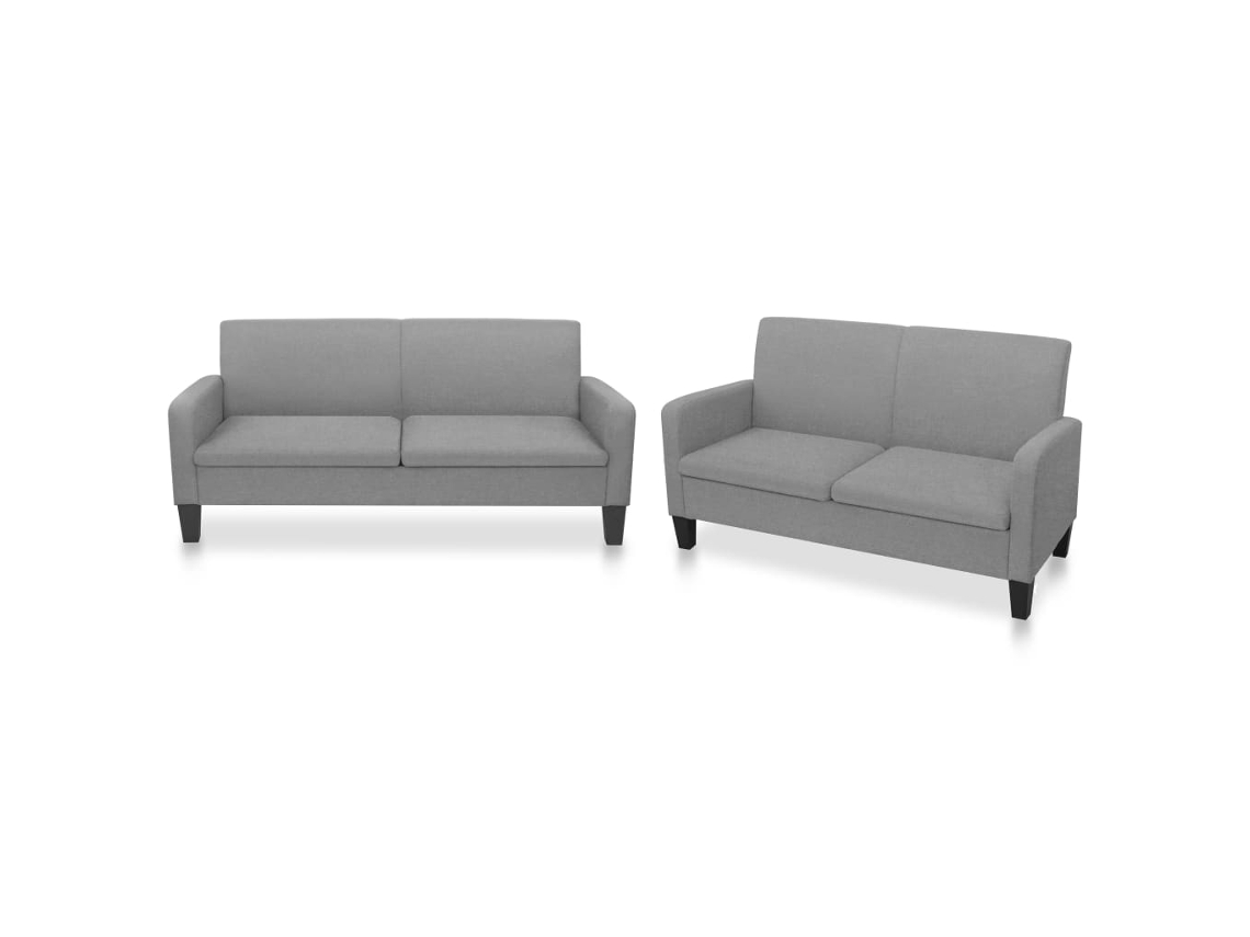 Vidaxl 2 Pcs Conjunto De Sofás Tecido Cinzento-claro
