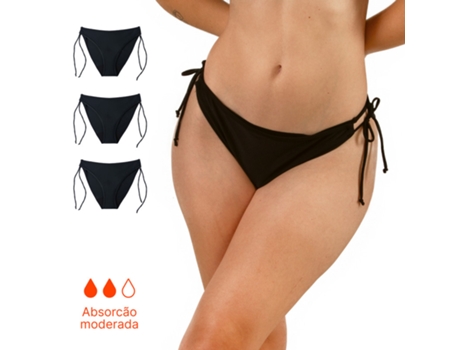 Pacote De 3 Biquíni Menstrual Com Nó Brasileiro Fluxo Normal Ecowoman