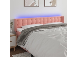 Vidaxl Cabeceira De Cama C/ Luzes Led Veludo 203x16x78/88 Cm Rosa