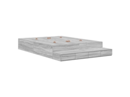 Estrado de Cama com Arrumação e Gaveta Cinza Sonoma 135 cm MAISON EXCLUSIVE
