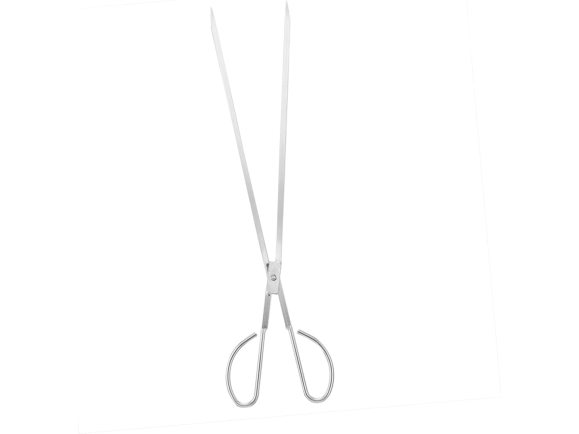 Pinça Para Lareira Em Aço Inoxidável Prateado, Resistente Ao Calor E Antiderrapante, Ideal Para Churrascos, Camping