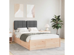 Vidaxl Estrutura De Cama Com Cabeceira Estofada Cinza Escuro