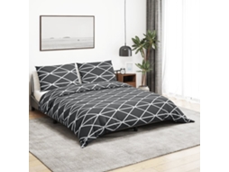 Vidaxl Conjunto De Capa De Edredão 200x200 Cm Algodão Cinza