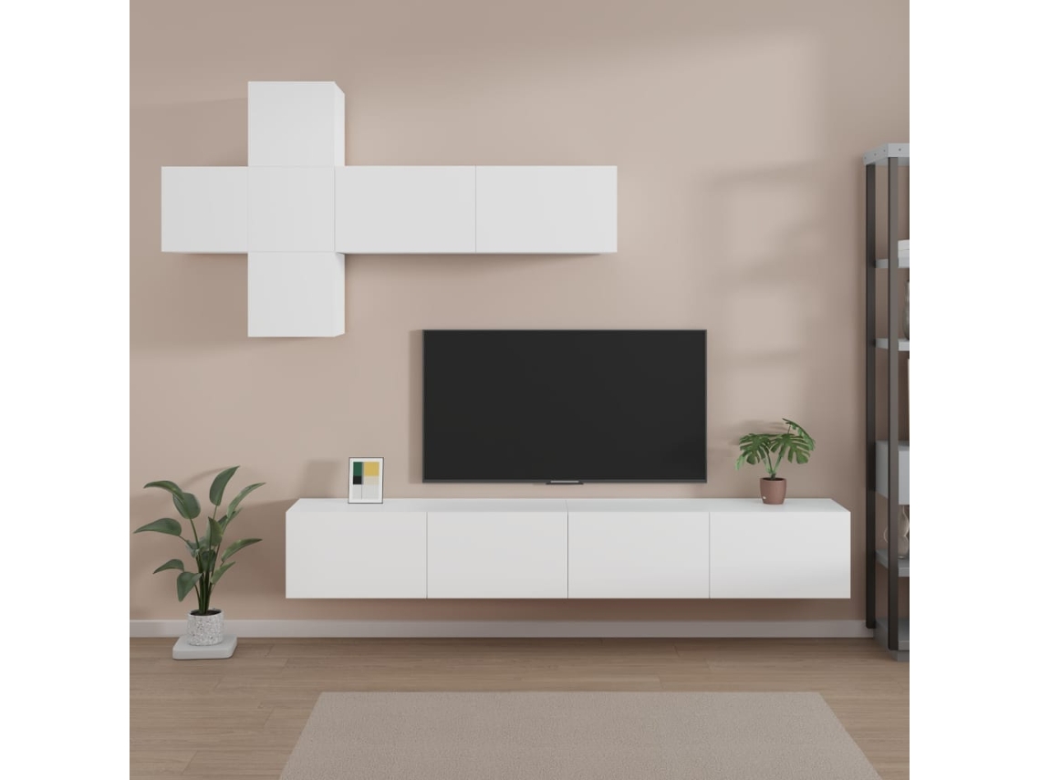 Tv Cabinet Set, Tv Cabinet Sets Vidaxl Branco Madeira Processada (n/a)