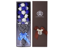 Arranjo de Rosas Artificiais de Sabão Presente para Casamento, Dia dos Namorados, com Caixa Azul e Branca S/MARCA