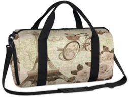 Bolsa Esportiva Vintage com Estampa de Cartão postal Paris Tecido Poliéste 45 X 21 5 23 Cm Pa Ca Design Du