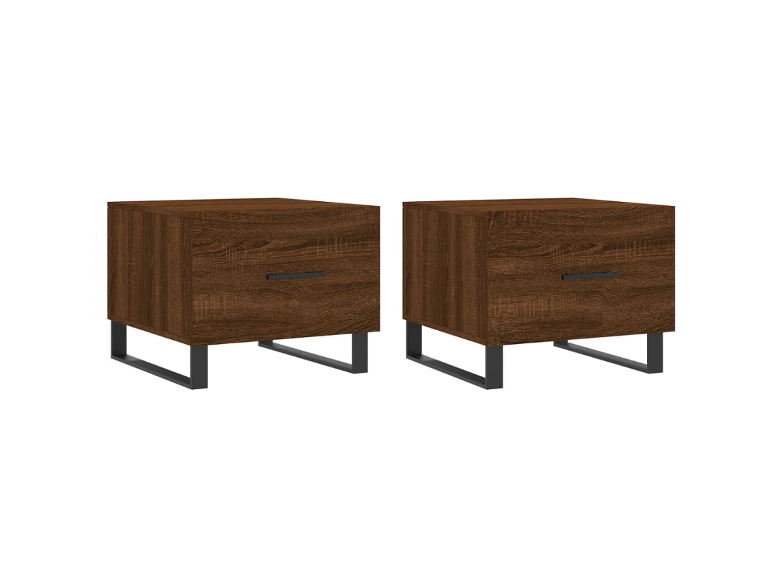 Conjunto de Mesa Centro 2 Pcs Madeira Processada Carvalho Castanho MAISON EXCLUSIVE (50x50x40 cm)