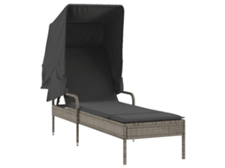 Espreguiçadeira com Toldo Vime Pe Cinzento MAISON EXCLUSIVE