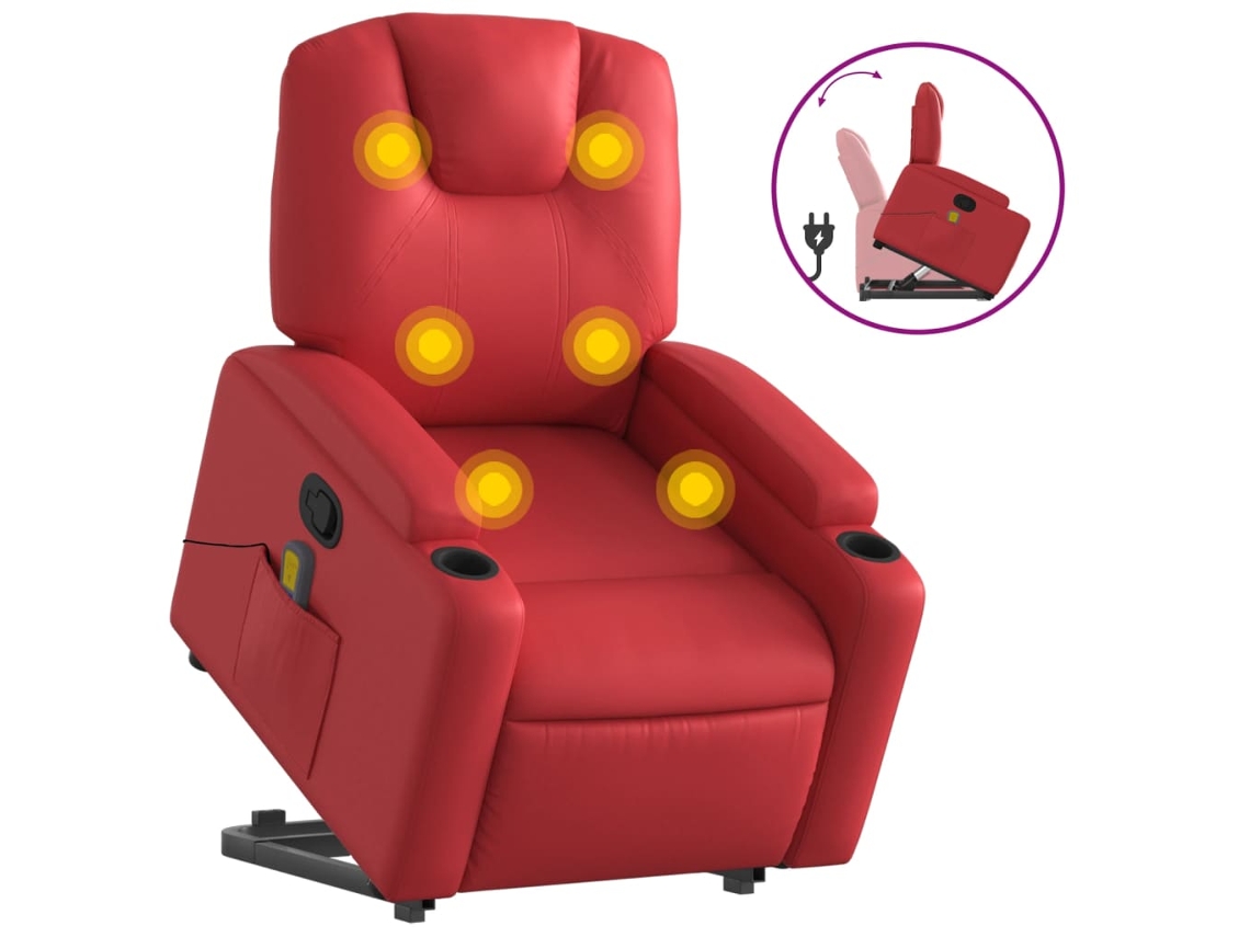 Stand Up Massage Recliner Chair, Stand Up Massage Recliner Chairs Vidaxl Vermelho Couro Artificial
