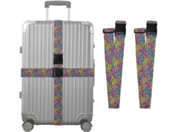 Conjunto De 2 Cintas Bagagem Com Estampa Leopardo Para Malas, Cintas De Viagem, Acessórios Para Cintos, Conector De
