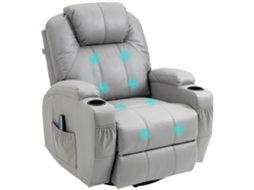 Poltrona de Massagem Reclinável em Couro PU com Apoio para os Pés e Controle Remoto SINI TECH STORE (89x99x106 cm) cinza
