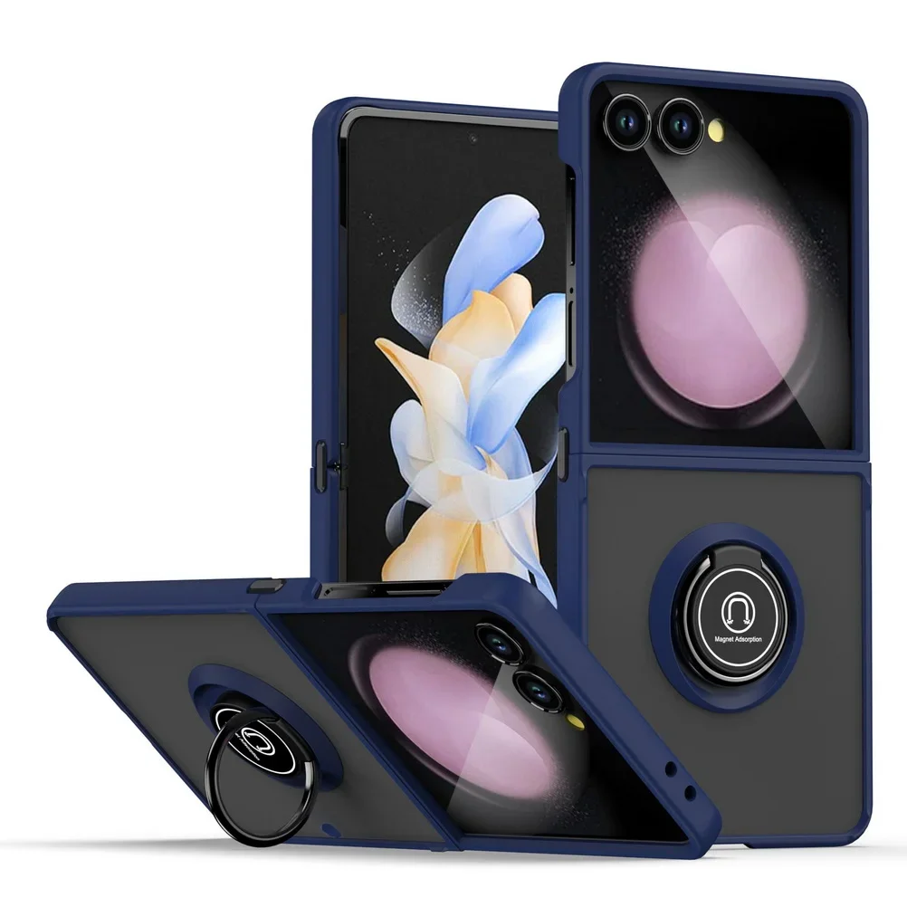 (azul Escuro, Galaxy Z Flip6) Capa Para Celular Com Suporte Magnético Para Carro, Anel Giratório E Resistente A Quedas.