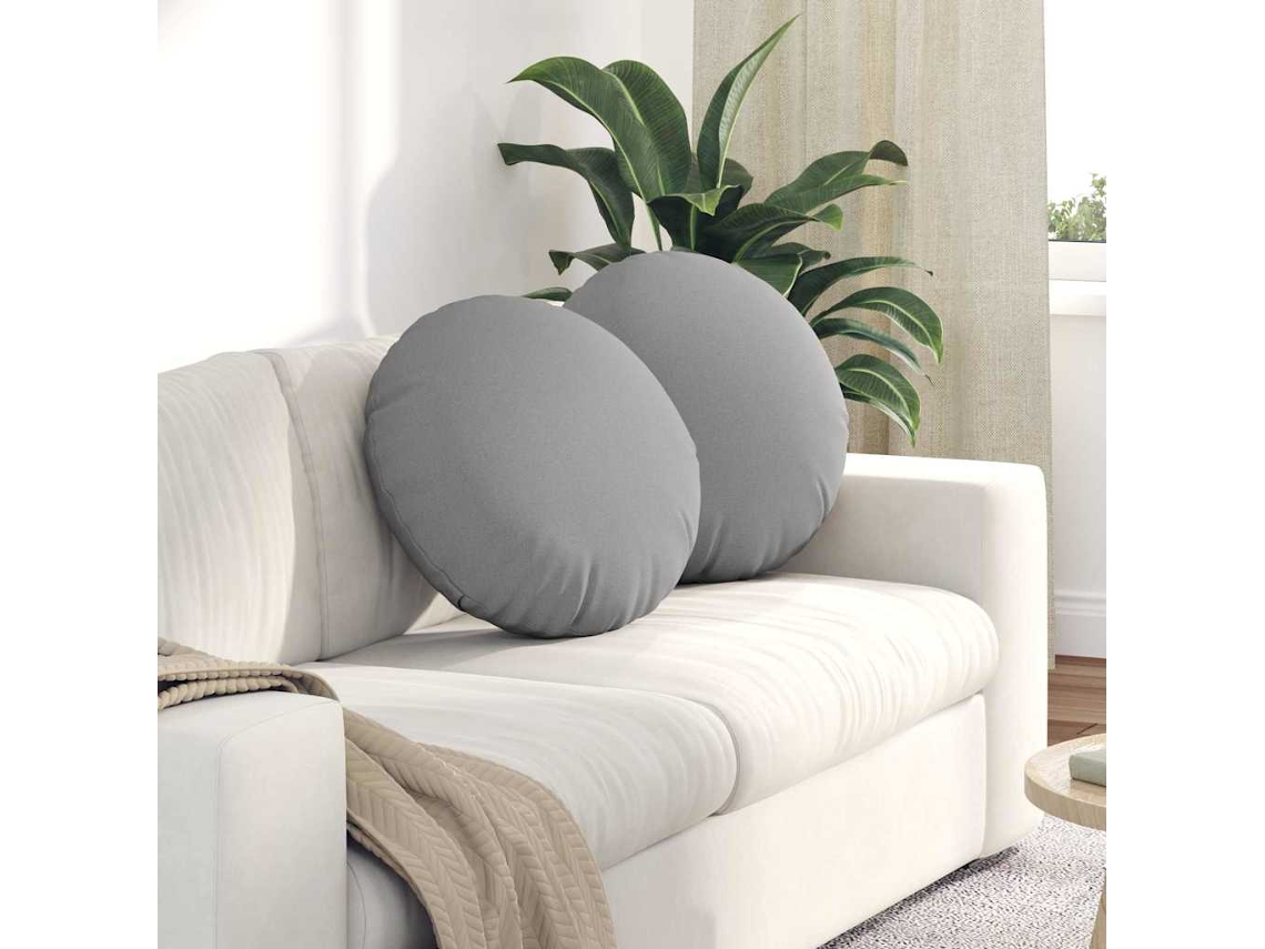 Vidaxl Almofadas De Assento 2 Unid. Tecido Cinza Nuvem Ø50 X 19 Cm
