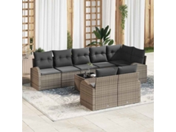 Vidaxl Conjunto De Sofá De Jardim 9 Unid. 8-número De Lugares Cinzeto