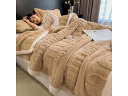 Manta de Lã Coral Quentinha para Outono e Inverno Veludo Jacquard com Letras Macia Felpuda, Macio, Quente, Ide