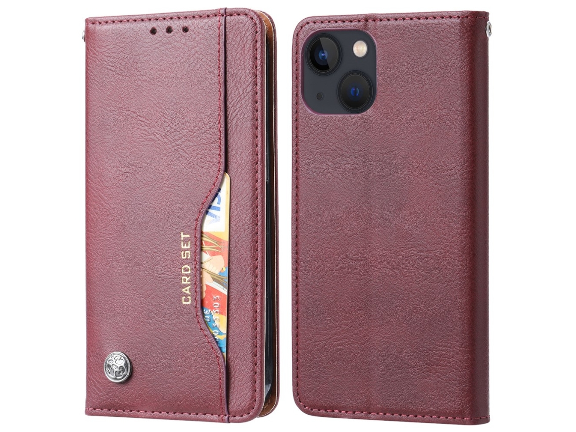 Capa Quedas Para Iphone 15 Pele Sintética Magnética Vermelho