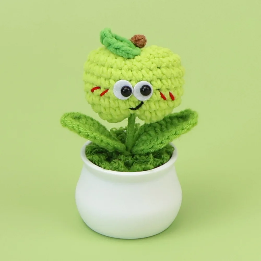 (verde) Divertido Vaso De Maçã De Crochê - Maçã De Tricô Criativa E Fofa - Artesanato Feito À Mão