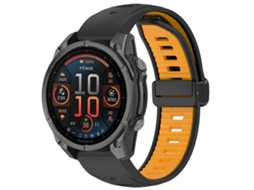 Bracelete para Garmin Fenix 8 Amoled Silicone Magnético Duas Cores Preto + Laranja XIAOMOYU (43mm)