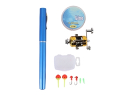 Vara de Pesca Miniatura Portátil com Molinete Azul