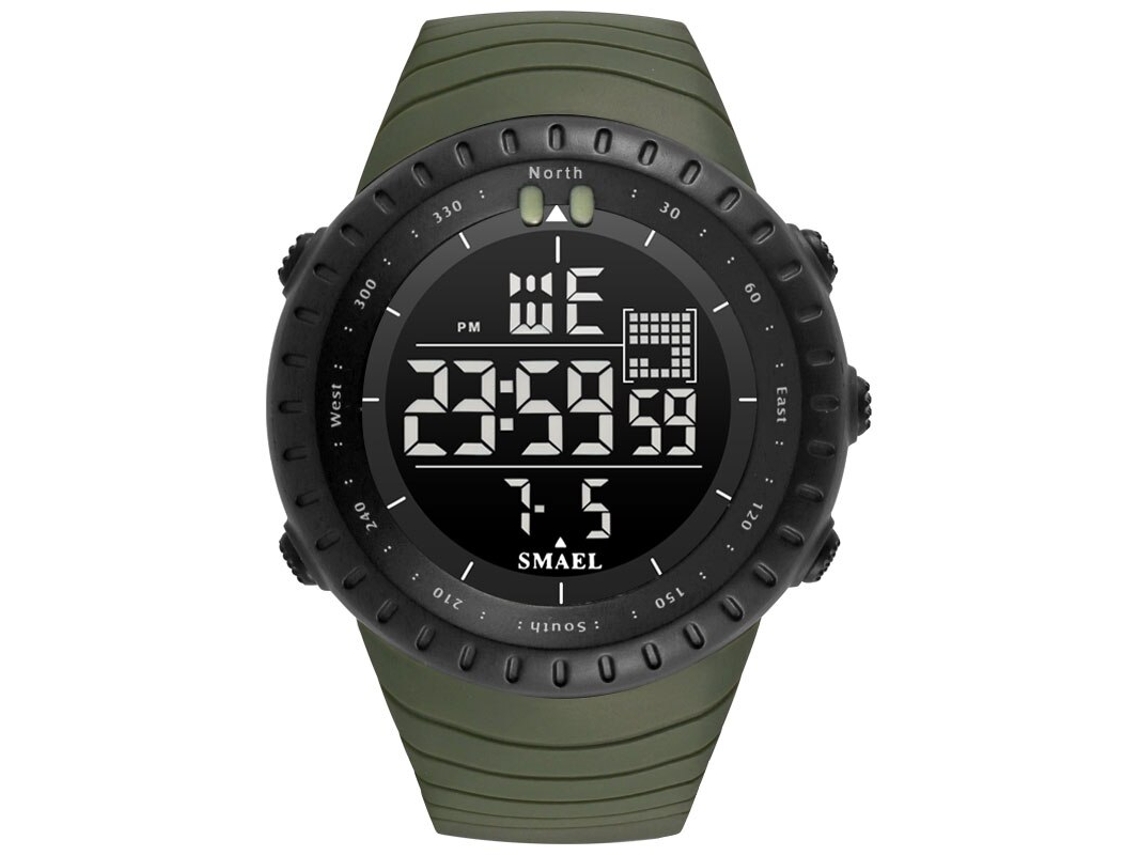 Relógio Esportivo Masculino, Grande Visor Digital Led À Prova D'água, Pulseira de Pu. MDUG (verde)