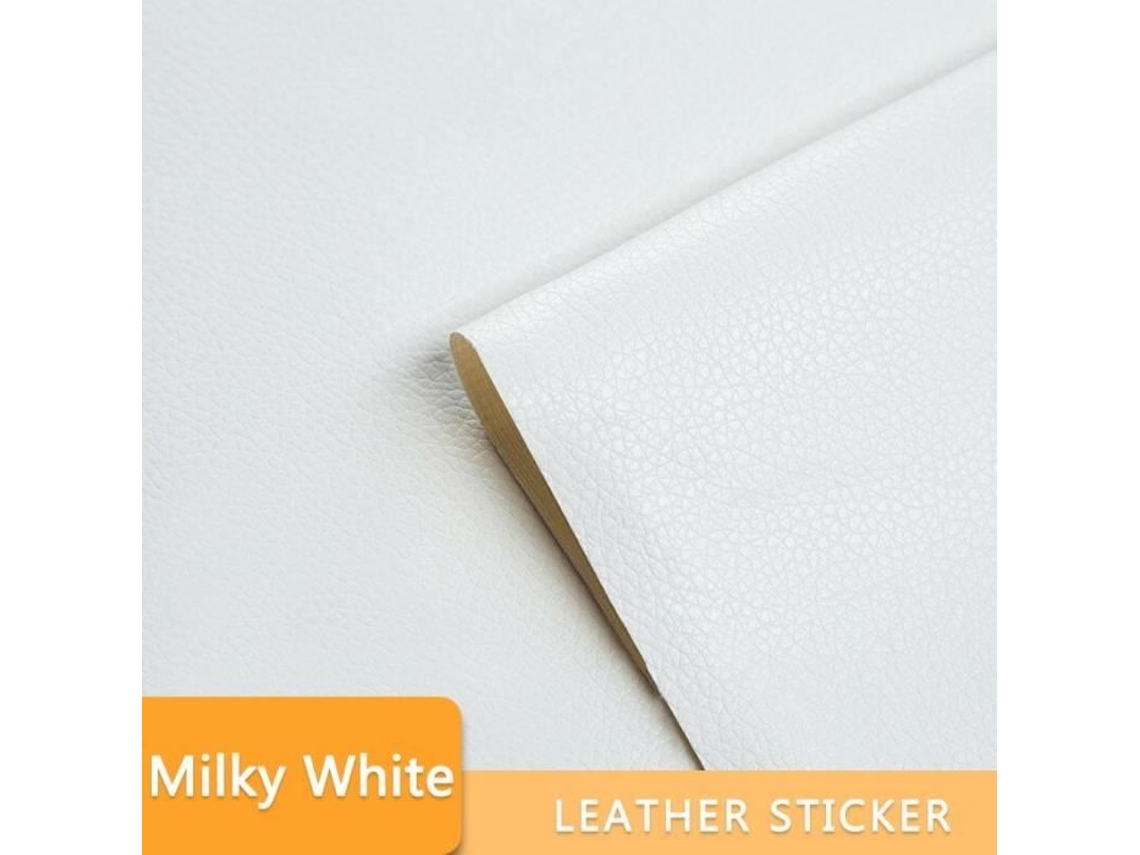 Papel de Parede Branco Leitoso-50Cm X 137Cm Remendo de Reparo Autoadesivo de Couro Pu para Assentos de Carro Papel de Parede À Prova D'Água YWEI