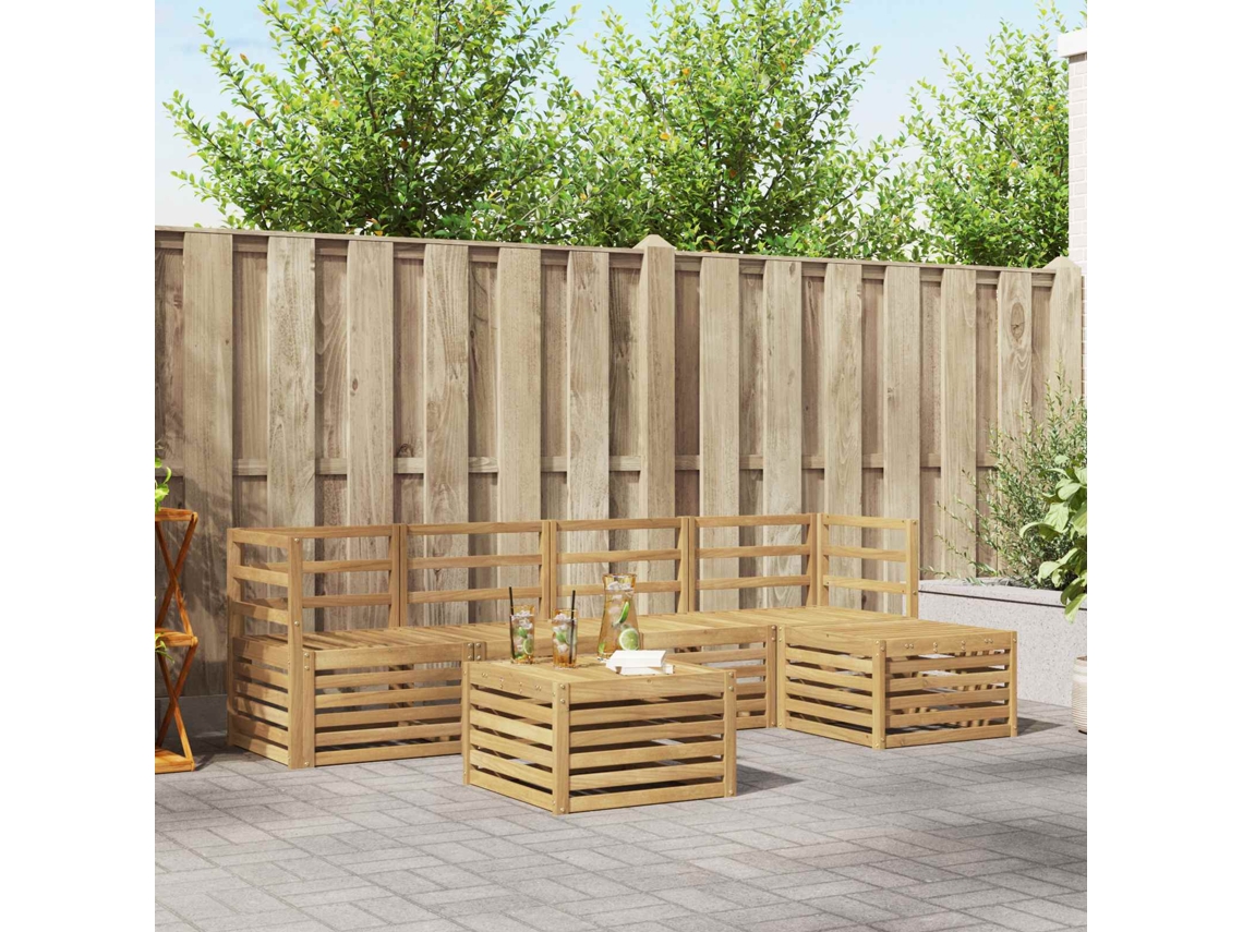 Vidaxl Conjunto De Sofás Para Exterior 6 Pcs Branco