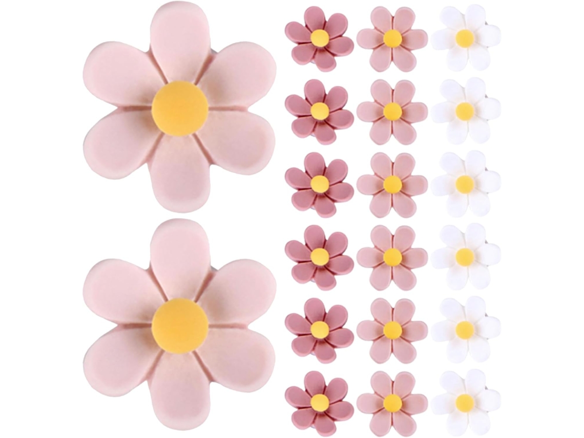 30 Tachinhas em Formato de Flor Decorativas para Fotos de Parede, Quadrado Branco, Mapa, Mural, Organização de Mesa e