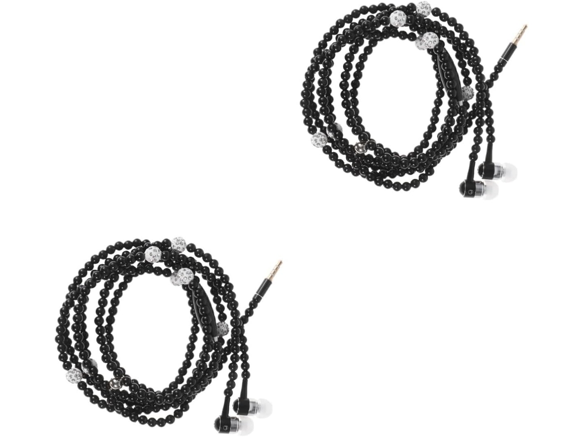 Fones De Ouvido Angooily Com Design Corrente Pérolas 2 Unidades, Cancelamento De Ruído, Microfone Integrado, Para Uso