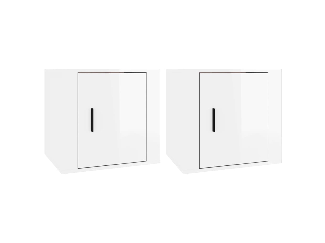 Mesas de cabeceira, 2 peças, 50x39x47 cm, branco brilhante, EXCLUSIVO DA MAISON