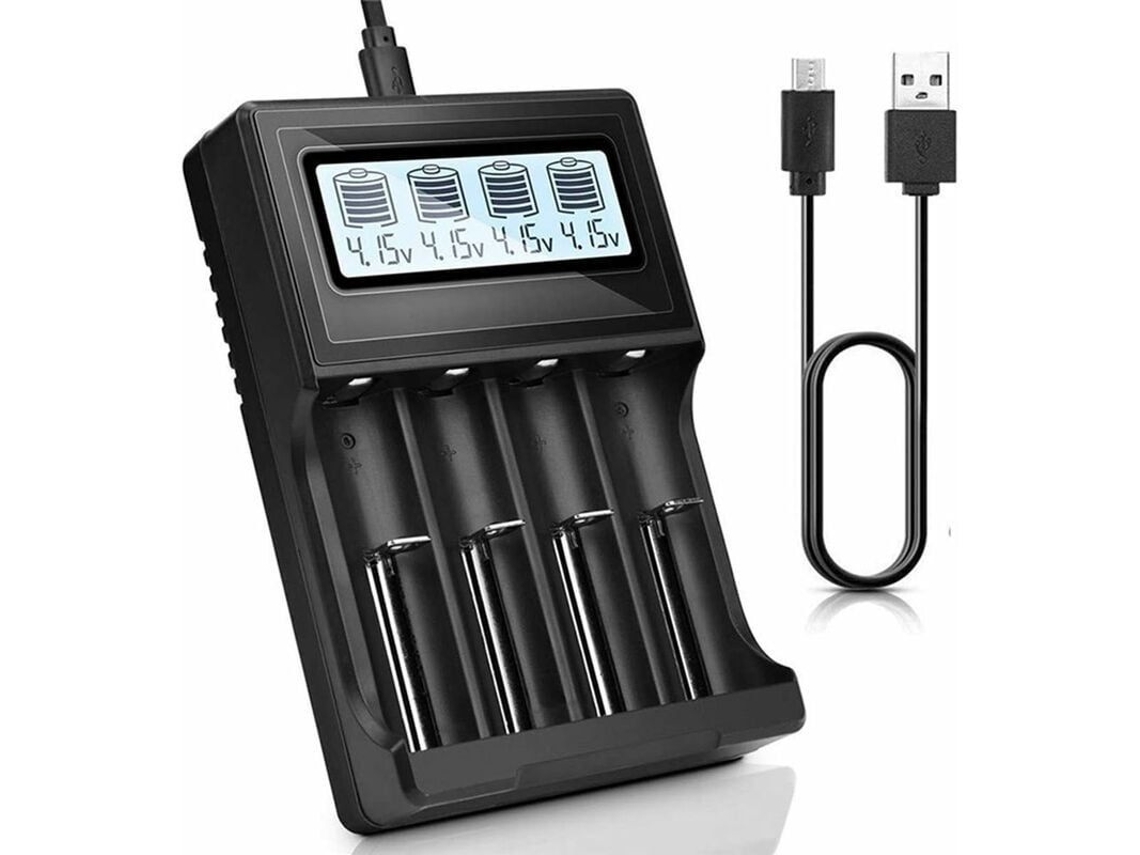 2026 carregador Inteligente Universal para Baterias Li ion Ni mh/ni cd Aa Aaa com Display Lcd 4 Slots