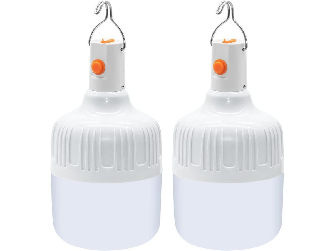 2026 2 Lanternas de Camping Portáteis, Lâmpada Recarregável Usb 500 Lúmenes Super Brilhante com 2 Modos de Luz Impermeável
