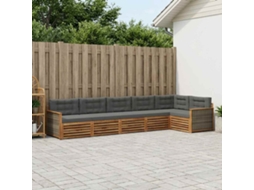 Vidaxl Conjunto De Sofás Para Exterior 6 Pcs Natural E Antracite
