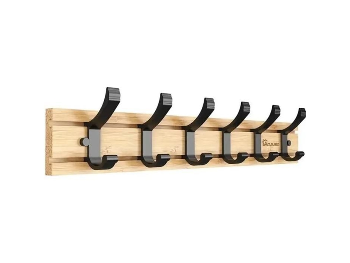 Cabideiro de Parede, Tempsa, 6 Ganchos, Bambu, Preto BRILVIBERA