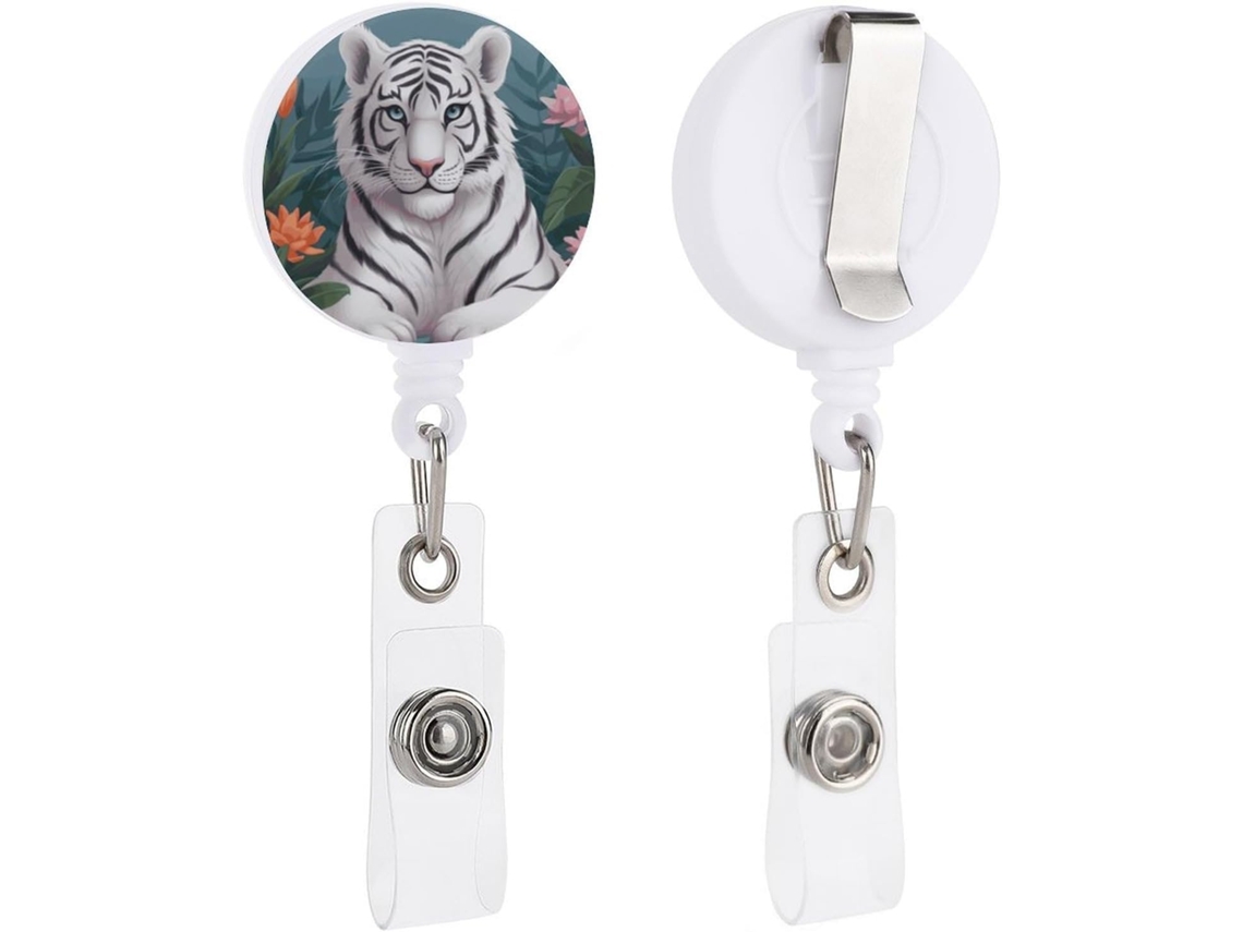 Porta Crachá Retrátil Com Chaveiro E Pingente De Tigre Branco Fofo Fun Profissionais Enfermagem Ideal