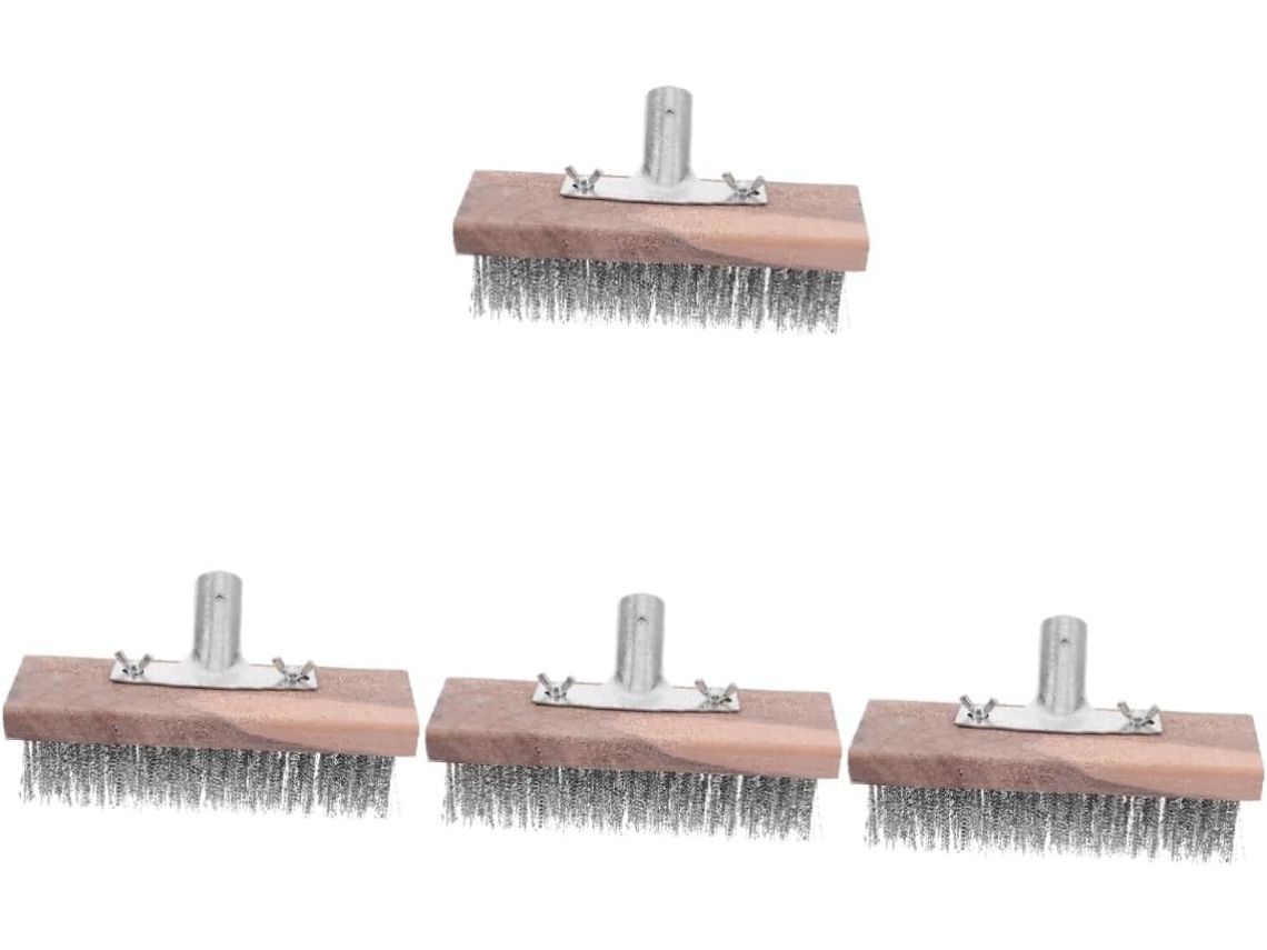 Conjunto De 4 Escovas Removedoras De Manchas Para Limpeza De Pisos Metálicos Soldados.