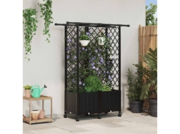 Vidaxl Cama Elevada Com Treliça E Telhado Preto 124 X 40 X 142 Cm Pp