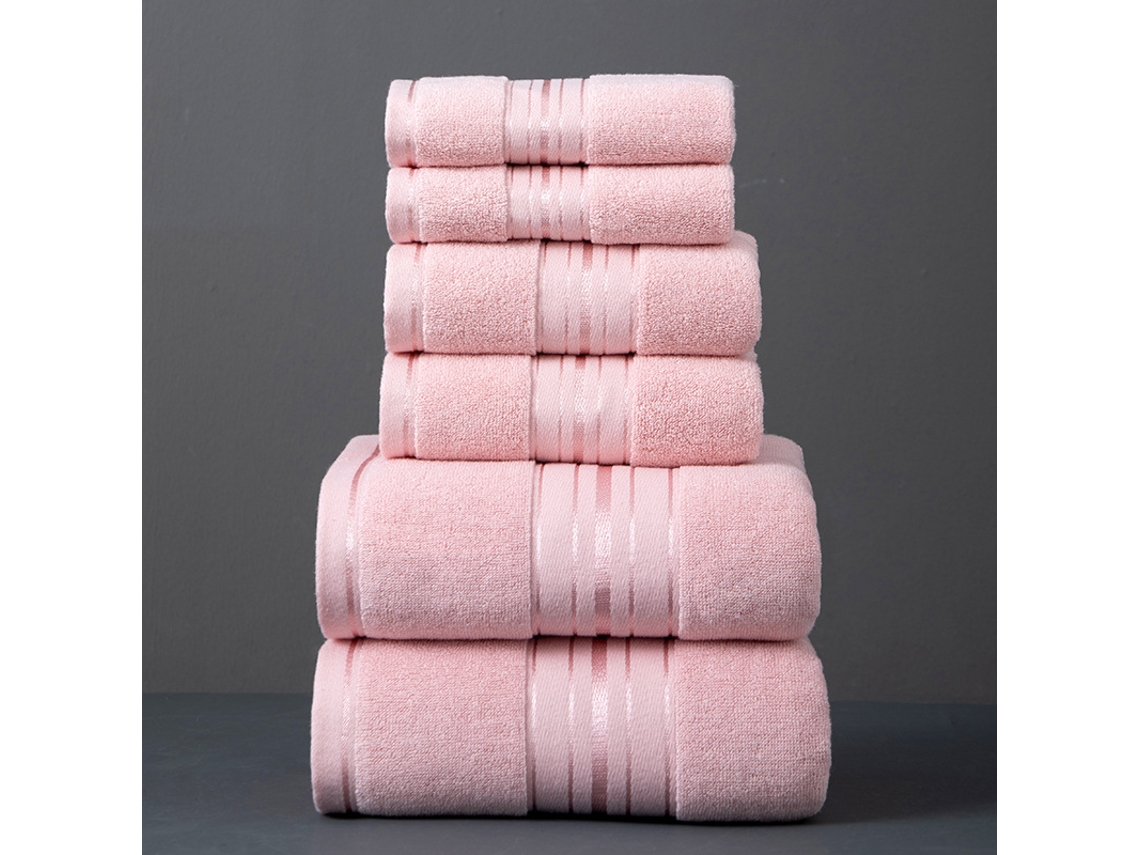 Conjunto De 6 Toalhas De Banho Em Algodão Extra Grandes E Grossas, Macias E Absorventes Para Uso Doméstico E Na Praia Rosa Hexinyigjly