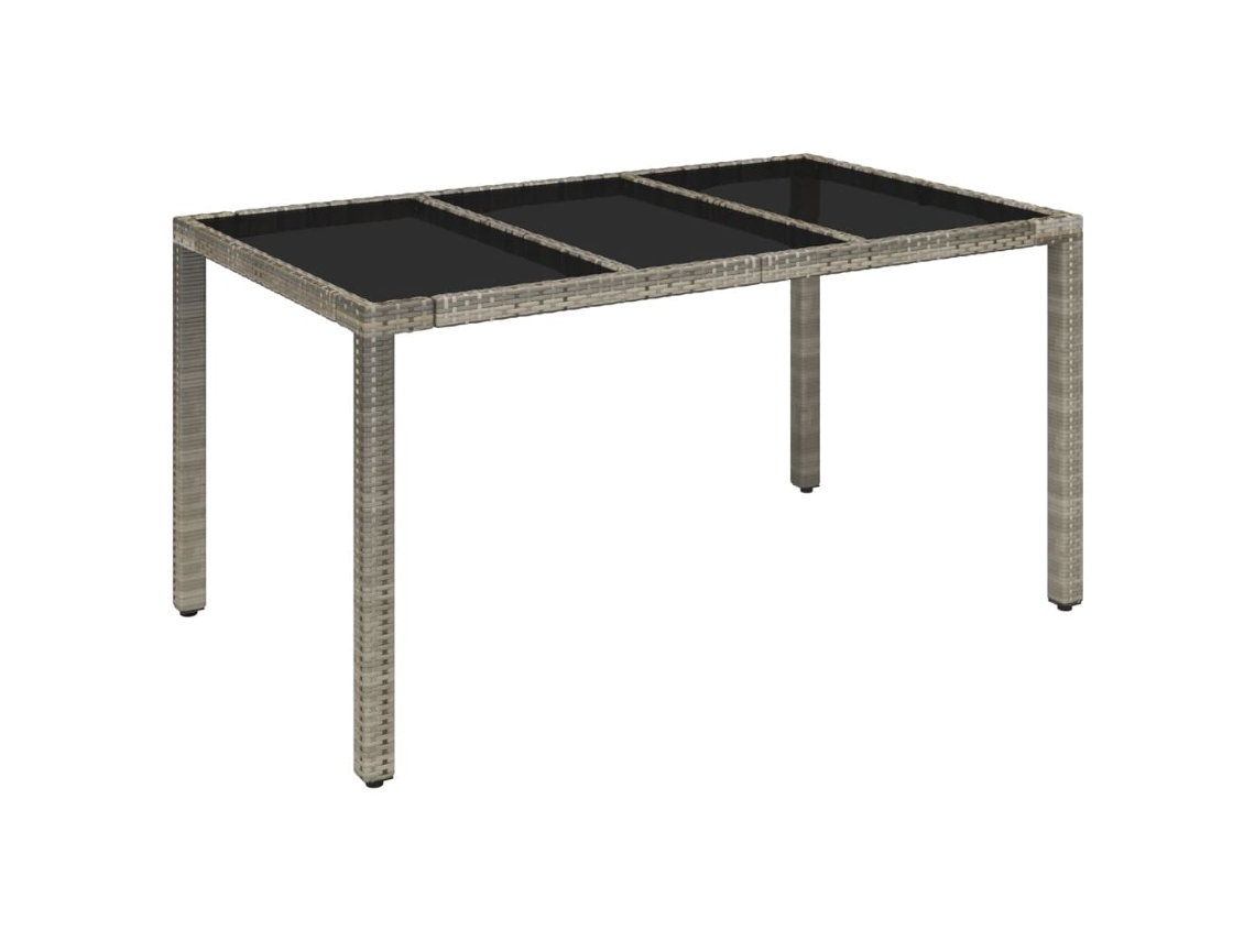 Mesa de jardim com tampo de vidro Vime Pe Cinzento 150x90x75 cm MAISON EXCLUSIVE