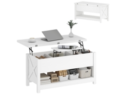 Mesa Centro Elevatória Melamina De Madeira Cor Branco 100x90x64 Cm Homcom