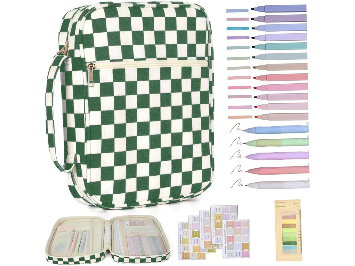 Kit De Estudo Bíblico Portátil Com Capa Protetora Acolchoada, Canetas, Bloco Notas E Régua Para