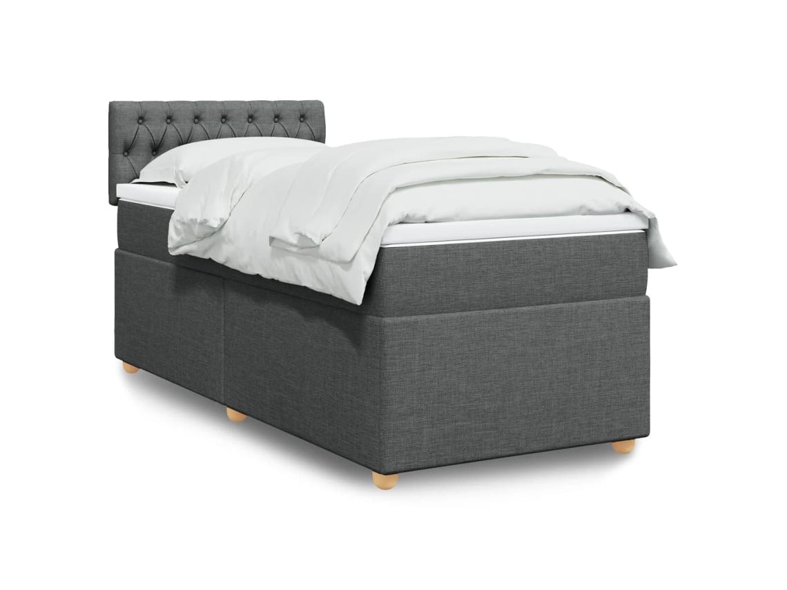 Vidaxl Cama Com Molas/colchão 100x200 Cm Tecido Cinza-escuro