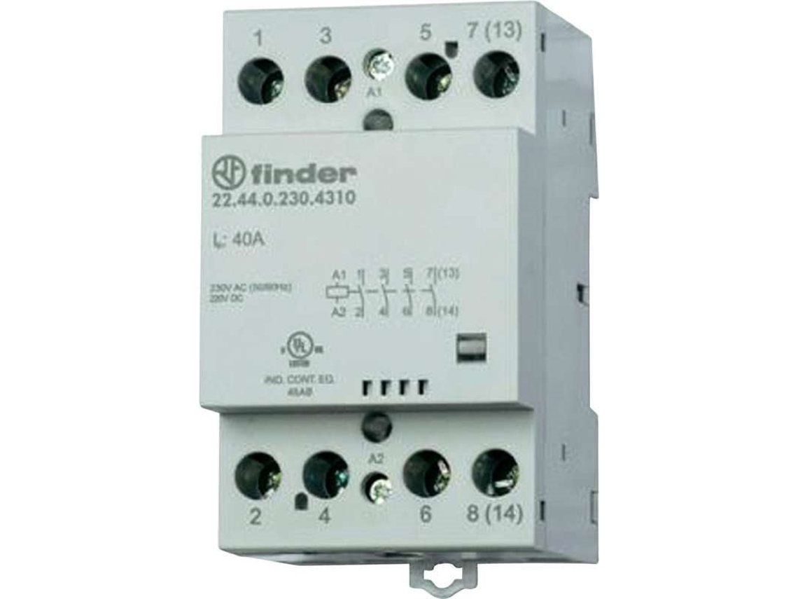 Contator de instalação 22.44.0.230.4710 3 NA/1 NF 40/4/1,2 A (22.44.0.230.4710) Finder (30/110/220 V)