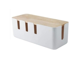Lurelia Caixa Organizadora De Cabos Com Tampa De Madeira, 30,3 X 12,4 X 11,6 Cm, Branco, Abs E Madeira, Plástico