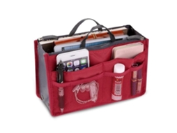 Bolsa multifuncional Maquiagem feminina com vários compartimentos, organizador grande para viagens, vermelha.