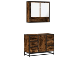 Maison Exclusive - 2 Pcs Conj. Móveis Casa De Banho Derivados Madeira Cor Fumado