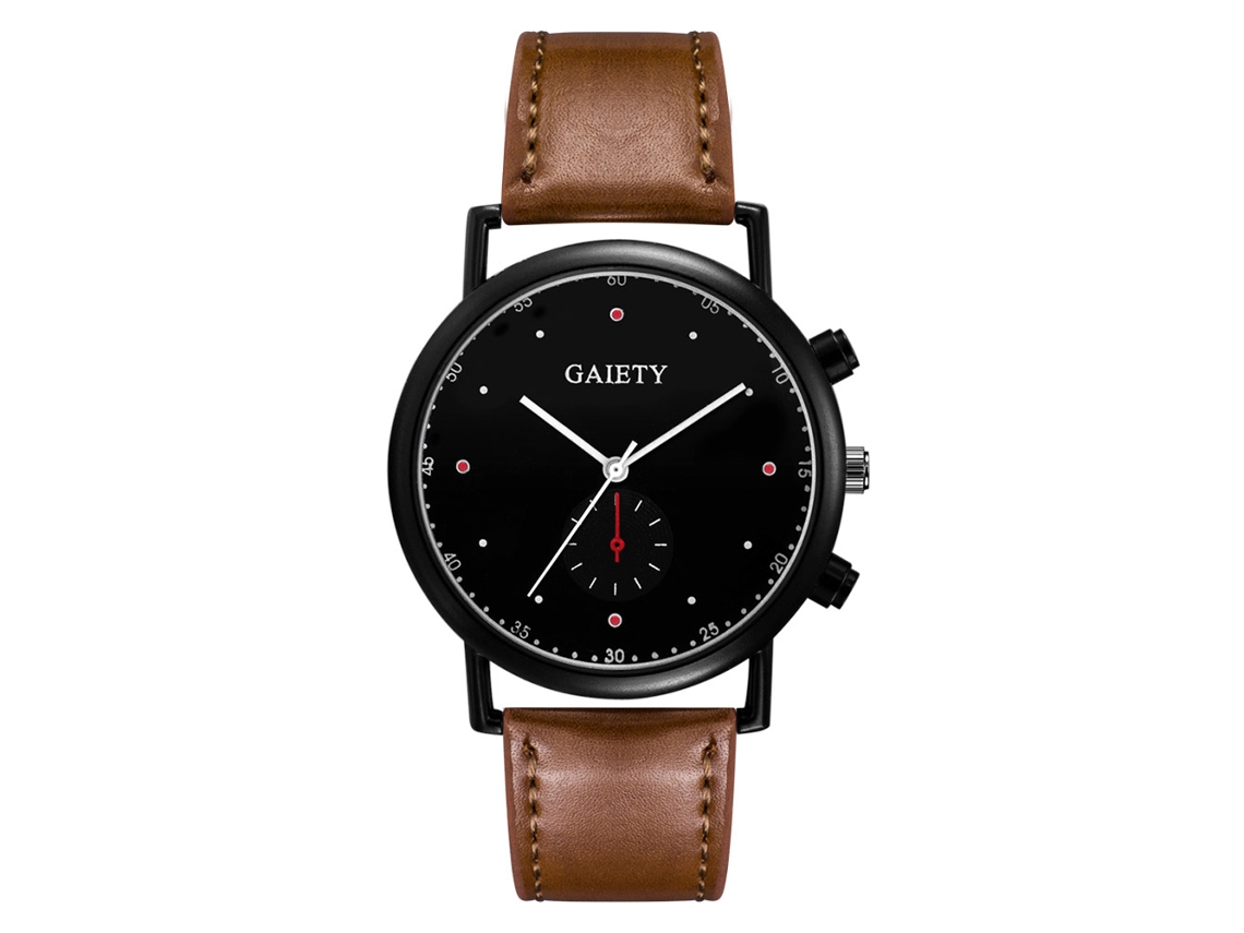 Relógio Gaiety de estilo simples para negócios, pulseira de PU, mostrador e movimento de quartzo com personalidade (marrom claro)