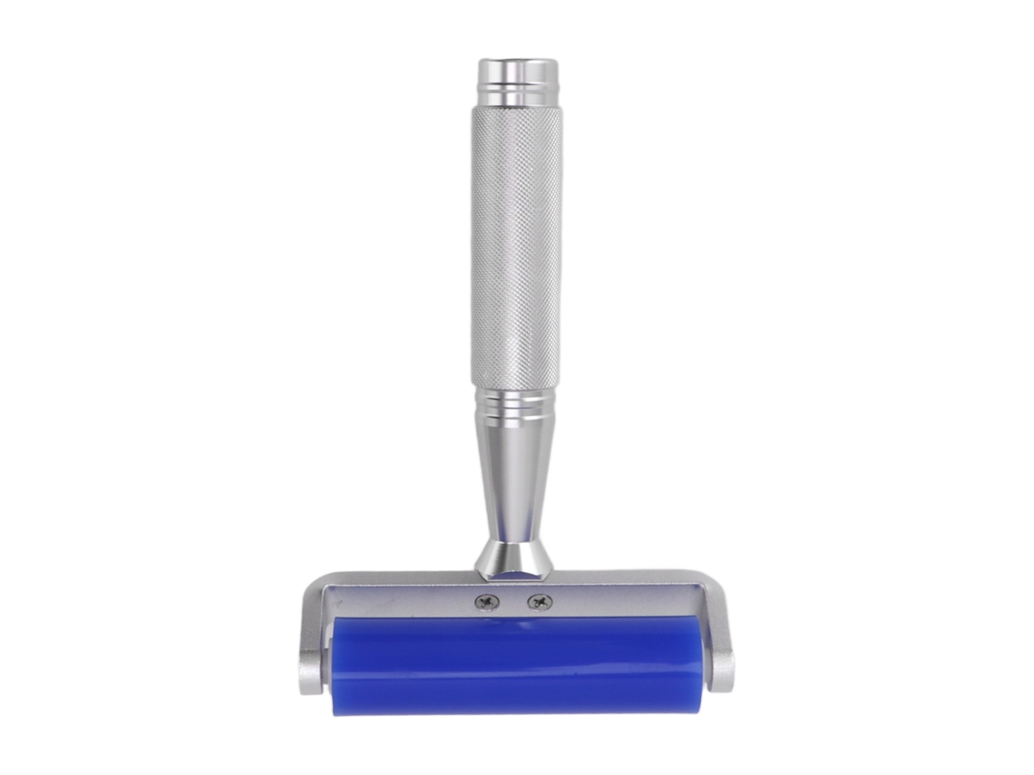 Rolo de silicone Baok para tela azul com rolamento de ferro, antiestático, resistente, manual, 4 polegadas