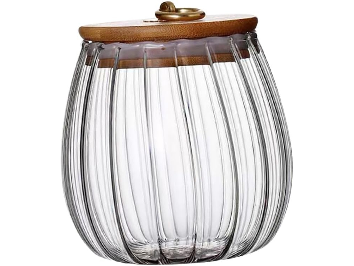 Potes De Vidro Com Tampas Herméticas Para Doces E Chá, Design Em Vidro E Madeira De Bambu, Seguros Para Alimentos