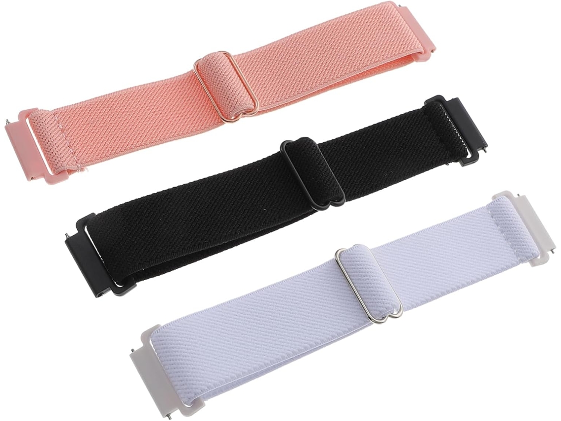 Conjunto De 3 Pulseiras Ajustáveis De Nylon Para Smartwatch Nas Cores Preto, Branco E Rosa, Compatív Gokoco
