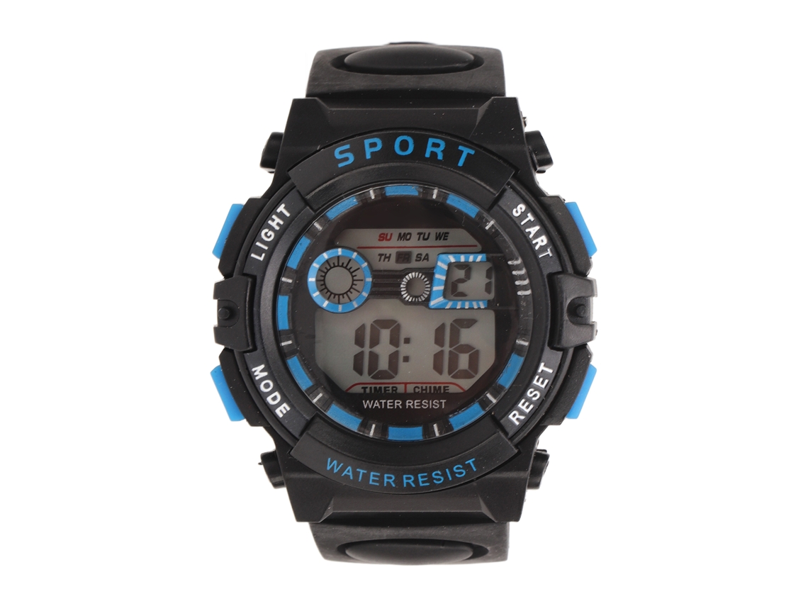 Reloj Electrónico Deportivo Digital Hombre Impermeable Wr50m Con Luz Luminosa Alarma Para Natación Negro Azul